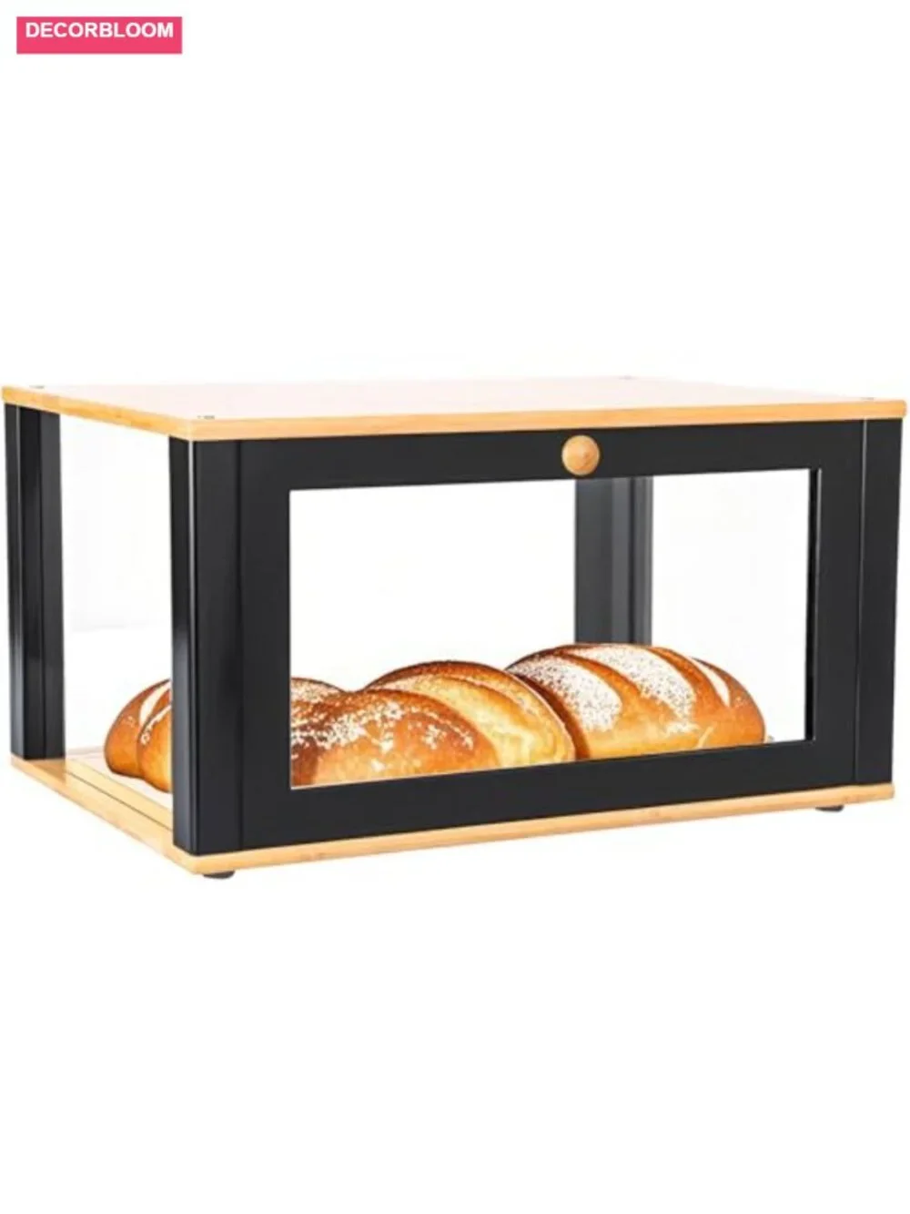 Bamboo Bread Box with Clear Acrylic Lid - Large Kitchen Countertop Storage